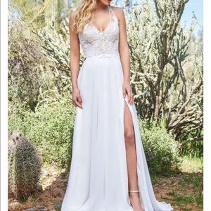 Chiffon A-line Gown with Racerback and High Slit